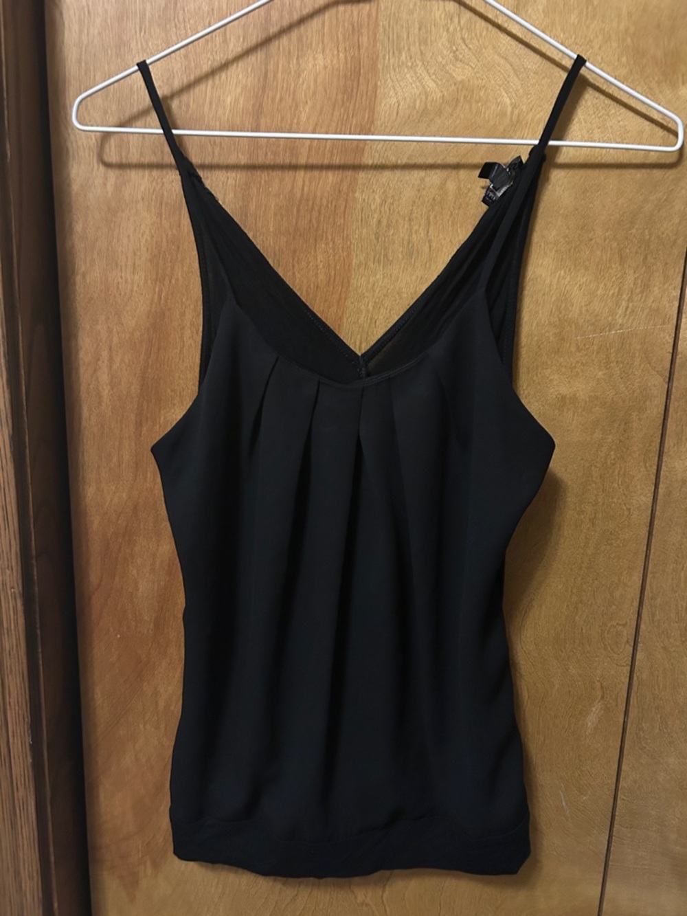 Express Black V-Neck Pleated Spaghetti Strap Camisole